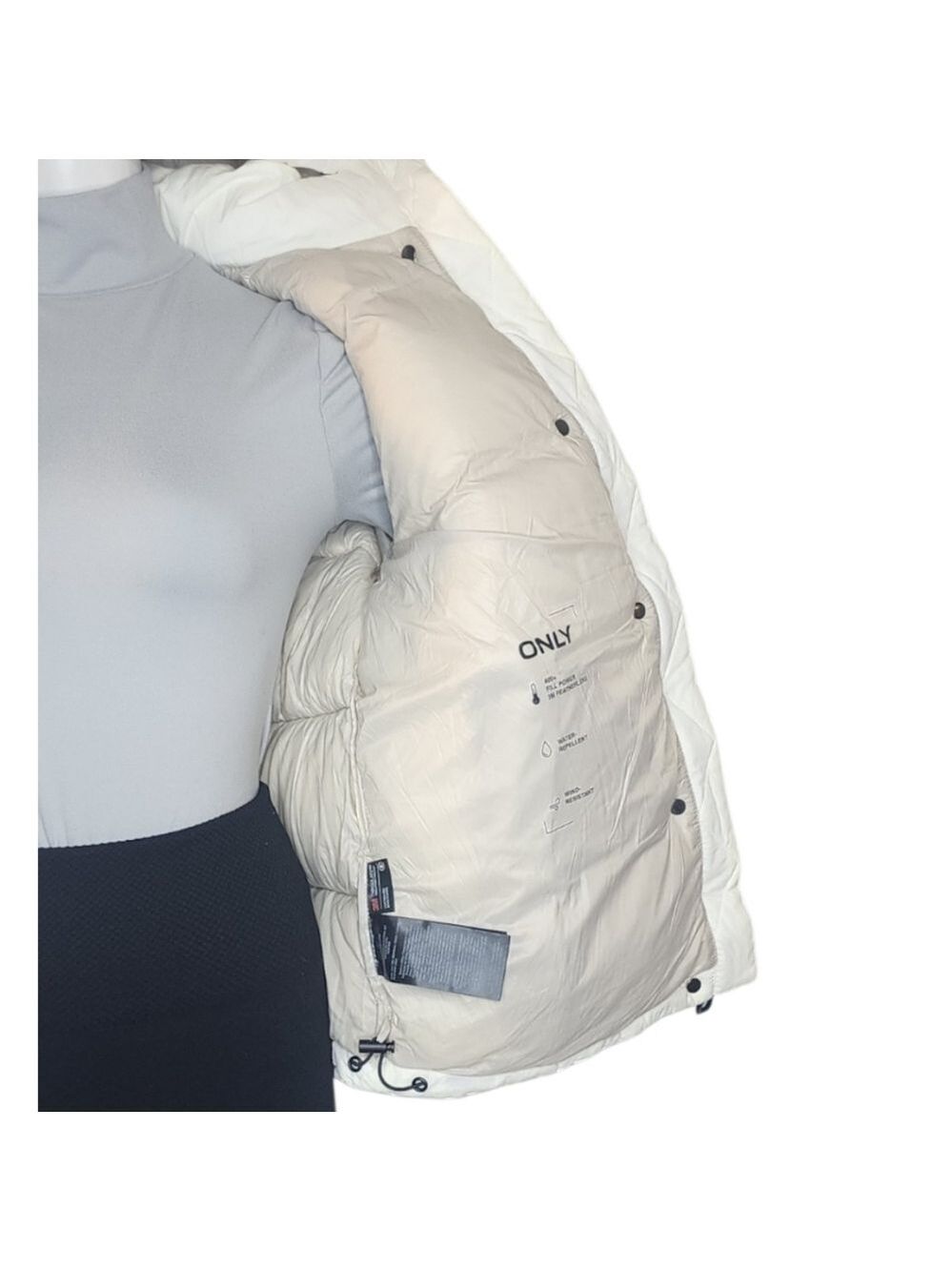 ONLY Premium White Puffer Jacket Small NWT Thinsulate Snowcore Sporty Luxe - Picture 6 of 12